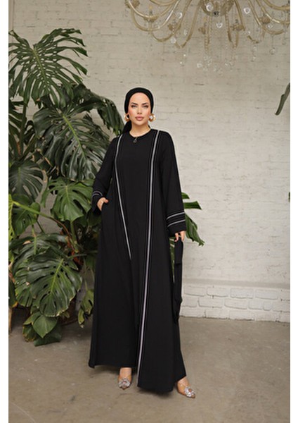 Ankanoor Siyah Kol Ağzı ve Önü Çift Biyeli Ferace ANKA255045 modelleri