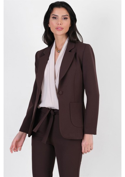 Corinta Mono Yaka Büyük Cepli Ceket Kahve