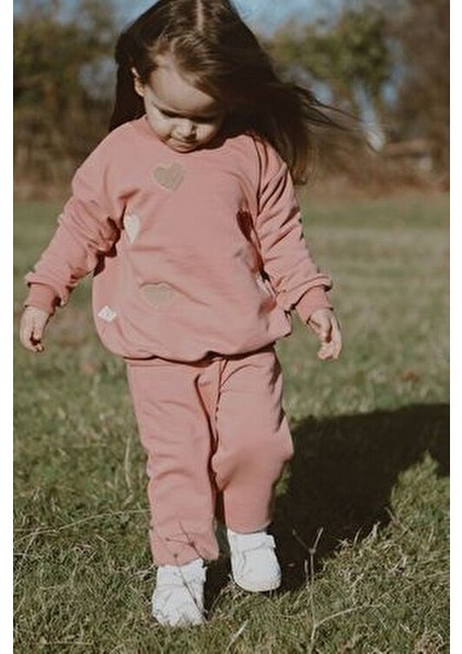 Pembe Eşofman Takımı Kadın Çocuk %100 Pamuk Uzun Kol Günlük Kullanım İçin modelleri