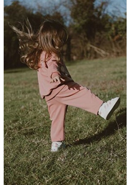 Pembe Eşofman Takımı Kadın Çocuk %100 Pamuk Uzun Kol Günlük Kullanım İçin indirimleri