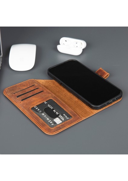 iPhone 17 Air Deri Cüzdanlı Kılıf – Rfıd ve Magsafe Uyumlu