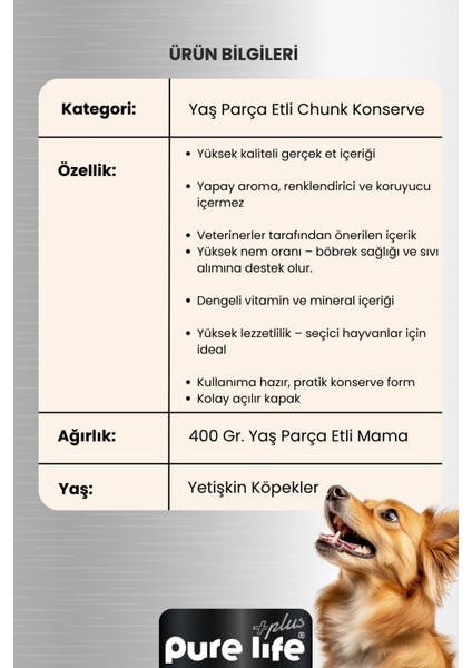 Purelife Plus Kuzu Etli Yetişkin Köpek Konserve Mama 400GR fiyatları