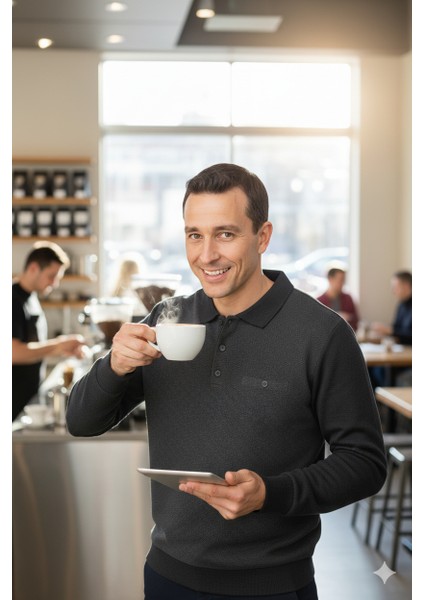 Erkek Kışlık Kazak Pamuklu Düğmeli Polo Yaka Cepli Uzun Kollu Klasik Desenli Rahat Kesim modelleri