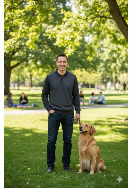 Erkek Kışlık Kazak Pamuklu Düğmeli Polo Yaka Cepli Uzun Kollu Klasik Desenli Rahat Kesim indirimleri