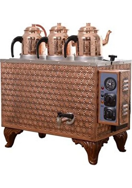 Kutlu Sadrazam 3 Demlikli Bakır Çay Kazanı (Elektrikli)