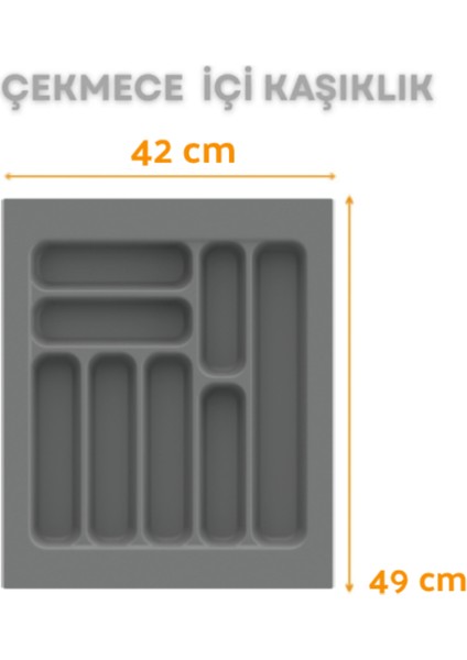 Çekmece Içi Kaşıklık ve Kepçelik Düzenleyici – Gri 42X49 cm (36,5X40 cm Kadar Kesilebilir)