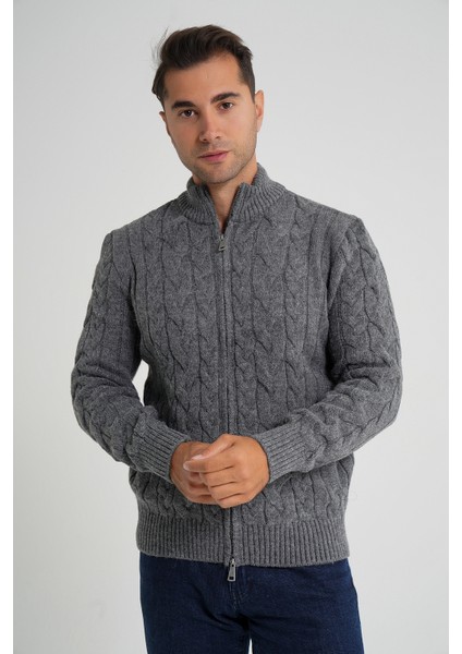 Cepli Arka Kol Fitilli Yürütme Saç Örgülü Dik Yaka Yün Hırka fırsatları