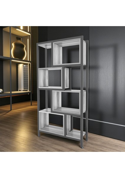 Oykotra Serisi Kitaplık 4 Büyük Raflı 80 cm Ceviz Desen Siyah Metal Ayak Kitaplık fırsatları