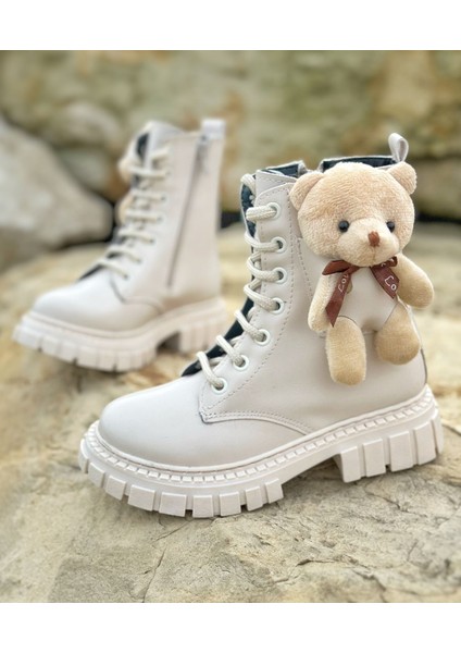 Ayıcıklı Kız Çocuk Bot, Fermuarlı Çocuk Bot, Siyah Çocuk Bot