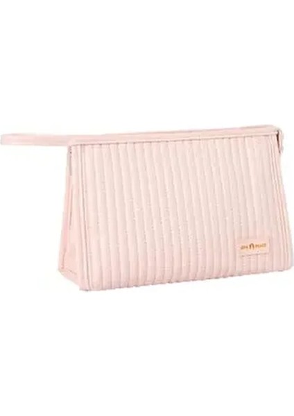 Halley Kapitone Makyaj ve Seyahat Çantası Suni Deri Pembe Modern Tasarım