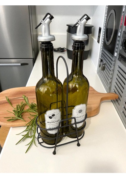Metal Stantlı Amber 2'li 750 ml Zeytinyağı Sıvıyağ Şişesi Yağdanlık Yağlık Cam Şişe fiyatları