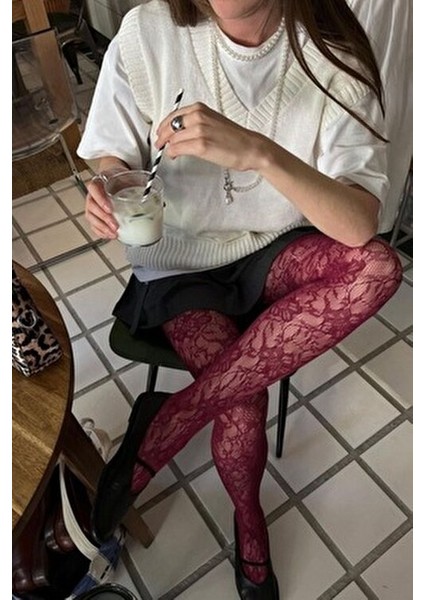 Bordo Dantel Ithal Külotlu Çorap fiyatları