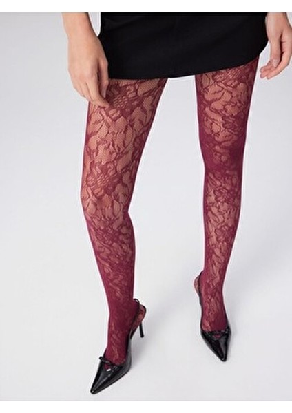 Bordo Dantel Ithal Külotlu Çorap modelleri