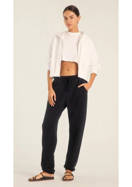 Kadın Fermuarlı Kapüşonlu Crop ve Jogger Eşofman Altı Takımı