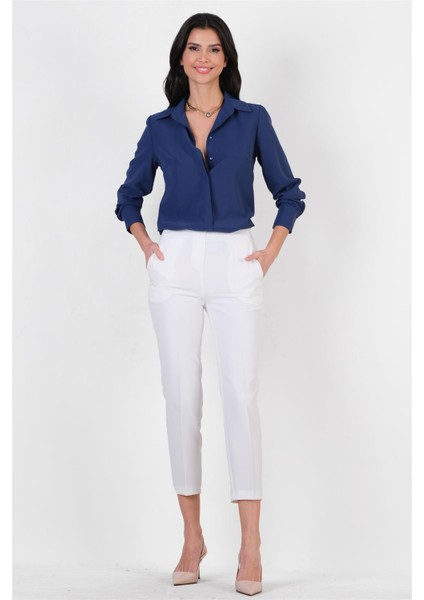 Medea Beli Lastikli Dar Paça Pantolon Ekru fiyatları