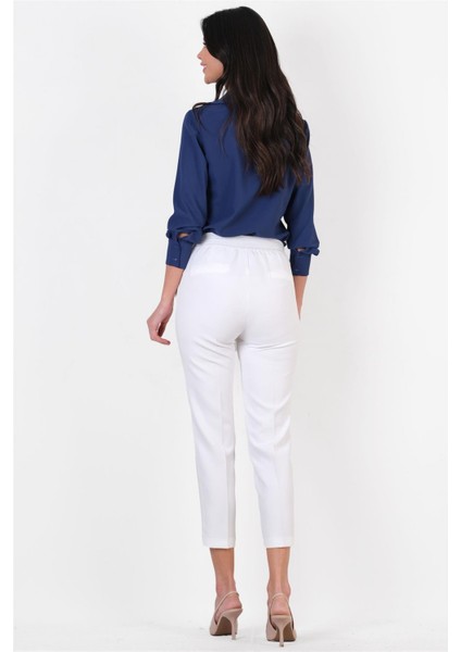 Medea Beli Lastikli Dar Paça Pantolon Ekru fırsatları