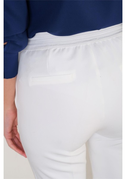 Medea Beli Lastikli Dar Paça Pantolon Ekru indirimleri