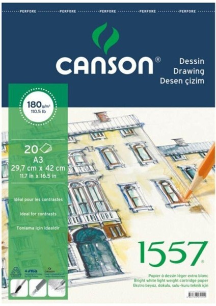 1557 Desen Çizim Defteri 180Gr. 20 Yaprak, A3 fiyatları