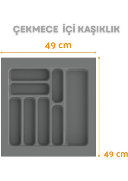 Çekmece Içi Kaşıklık ve Kepçelik Düzenleyici – Gri 49X49 cm (43X40 cm Kadar Kesilebilir)