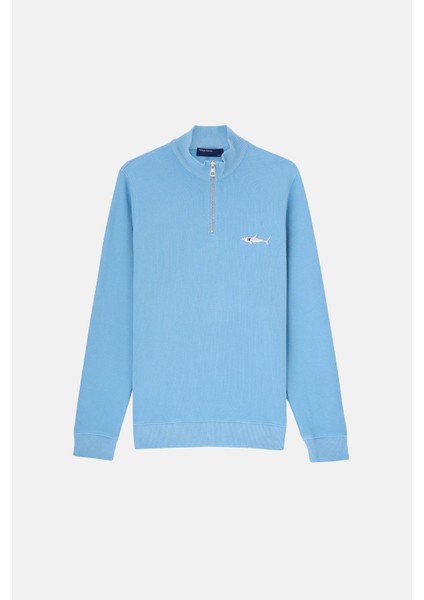 Büyük Beyaz Köpekbalığı Supersoft Quarter-Zip Sweatshirt - Açık Mavi