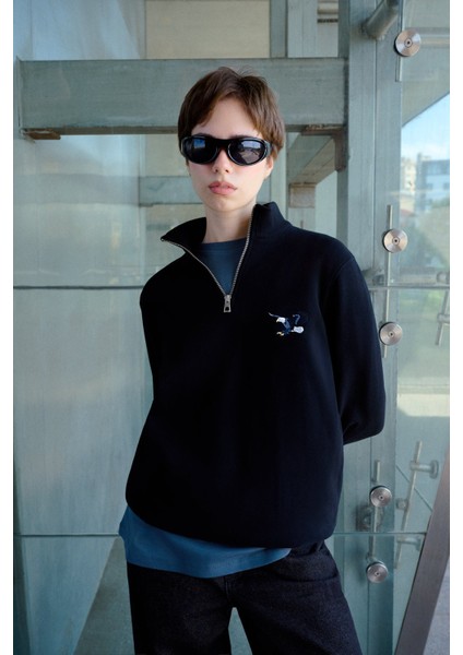 Kartal Supersoft Quarter-Zip Sweatshirt - Siyah fırsatları