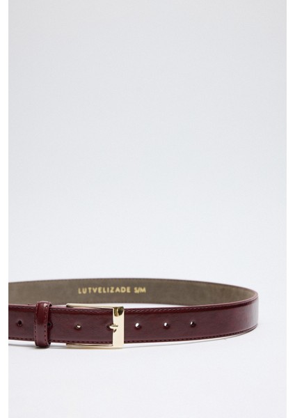 Kemer 2502 - Köşeli Gold Tokalı Bordo Kadın Kemer indirimleri