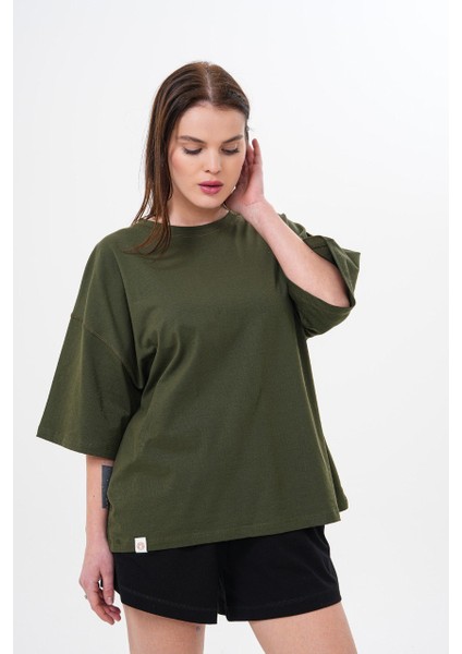 -Kadın Baskılı Suudı Tişört Oversize Bisiklet Yaka T-Shirt fiyatları