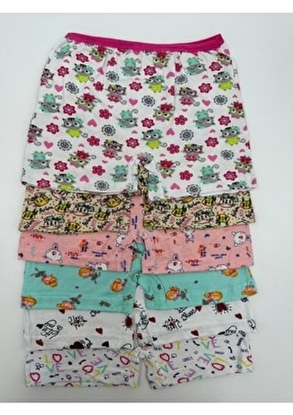 Kız Çocuk Boxer %100 Pamuk Desenli 6'lı Paket Yumuşak ve Rahat Kullanım