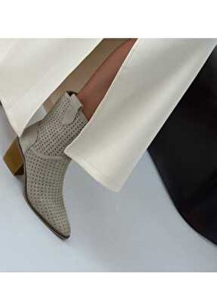 Ptc Handy Kadın Western Kovboy Bej Topuklu Yazlık Kısa Bot fiyatları