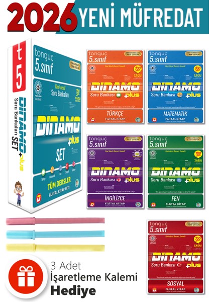 5. Sınıf Dinamo Plus Tüm Dersler Soru Bankası Set + Hediyeli