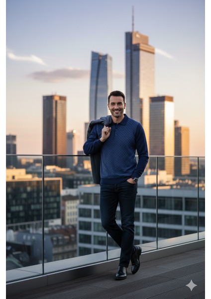 Erkek Kışlık Kazak Pamuklu Düğmeli Polo Yaka Cepli Uzun Kollu Klasik Desenli Rahat Kesim modelleri