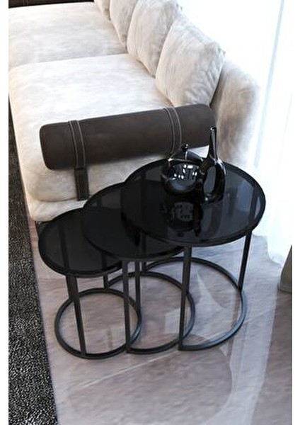 Usta Füme Cam Siyah Metal Zigon Sehpa fiyatları