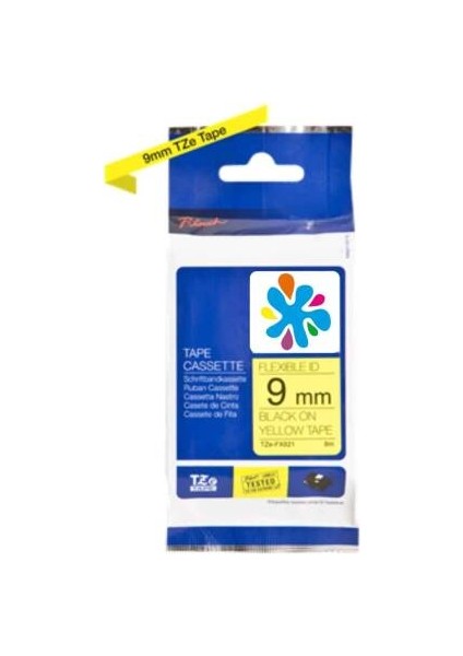 TZE-621 Sarı Üzerine Siyah Muadil Etiket Şeridi