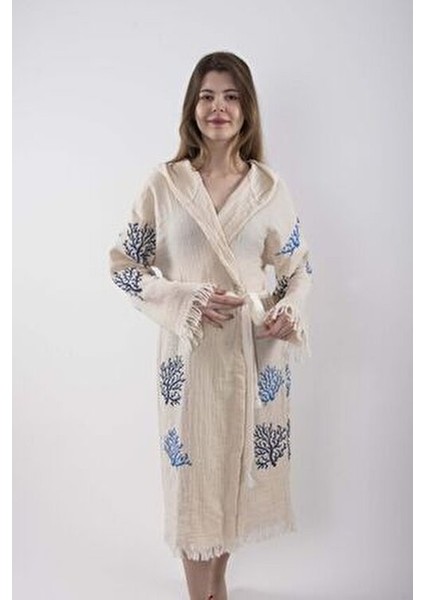 Peştemal Bornoz Pareo Pamuklu Plaj Mercan Hayat Ağacı Desenli 1 Adet Unisex Beachwear Kimono Kaftan fiyatları