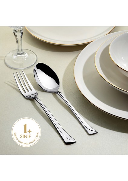 Maksi Altın Saten 6 Kişilik 30 Parça Çatal Kaşık Takımı