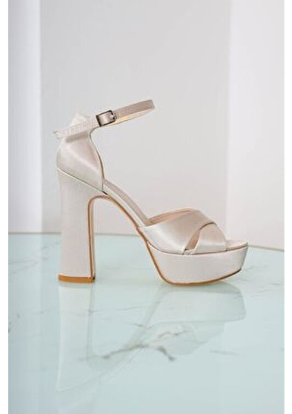 Koşma Garantili Ten Saten 13 cm Platform Topuklu Kadın Abiye Ayakkabı indirimleri