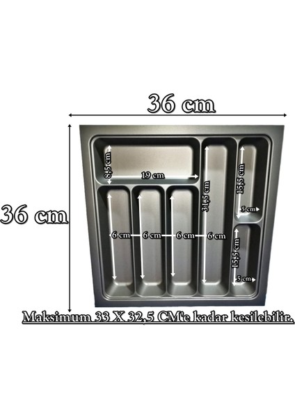 36x36 Çekmece İçi Antrasit Kaşıklık Kesim (33x32,5 Cm'e kadar kesilebilir) fırsatları
