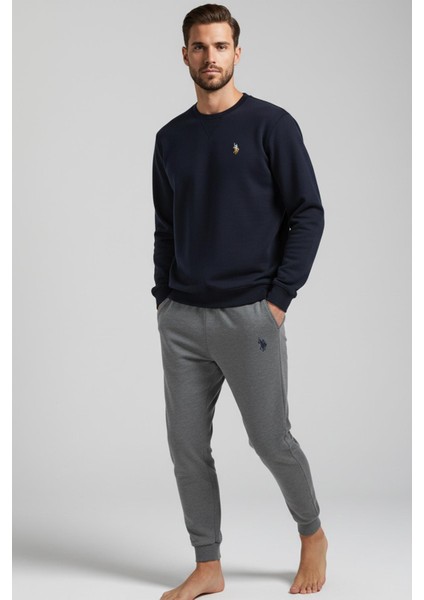 Erkek Uzun Kollu Bisiklet Yaka Lastikli Paça Lacivert Pijama Takımı C5T9N981
