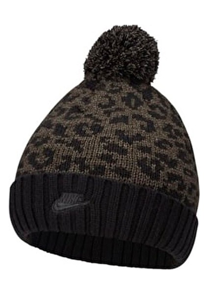 Sportswear Animal Printed Kadın Siyah Bere ( Içi Polarlı ) DM8403