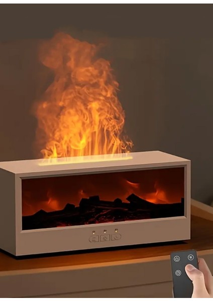 Şömine Görünümlü Alev Efektli Hava Nemlendirici 3D Alev Aroma Difüzörü Aroma Terapi Buhar Makinesi fırsatları