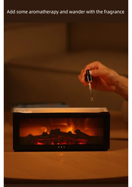 Şömine Görünümlü Alev Efektli Hava Nemlendirici 3D Alev Aroma Difüzörü Aroma Terapi Buhar Makinesi