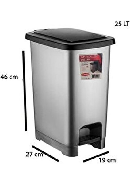Şenyayla Slim Köşeli Plastik Çöp Kovası 25 Lt. Iç Kovasız