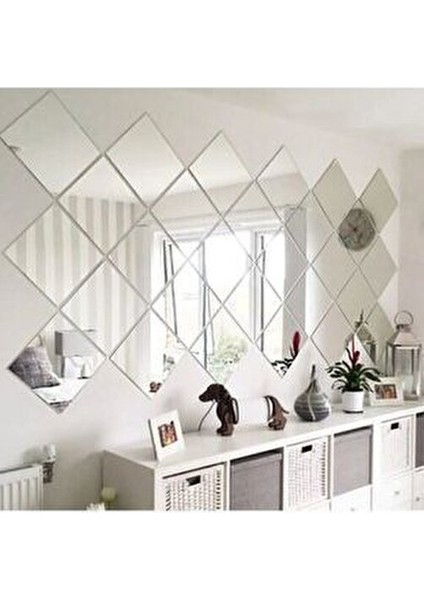Kare Pleksi Ayna Gümüş Renk 25 cm x 25 cm 4 Adet Yapışkanlı Dekoratif Ürün fırsatları