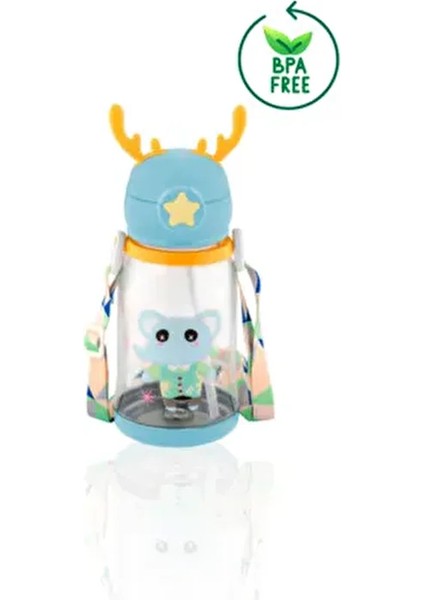 Çocuk Suluk 500 ml Geyikli Çocuk Suluğu Su Matarası Bpa Içermez Okul Suluğu Taşıma Askılı Akıtmaz