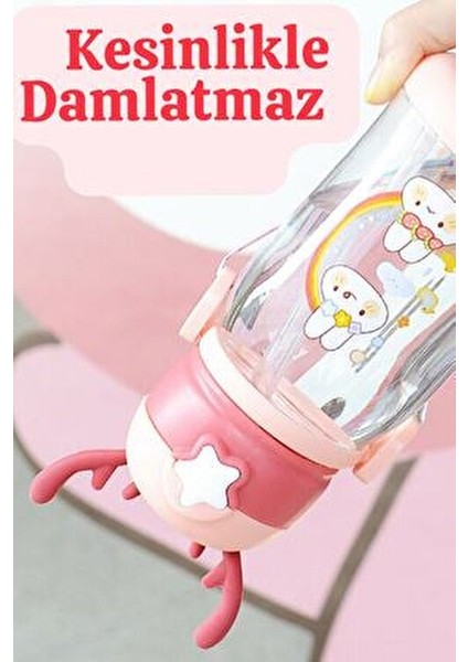 Çocuk Suluk 500 ml Geyikli Çocuk Suluğu Su Matarası Bpa Içermez Okul Suluğu Taşıma Askılı Akıtmaz