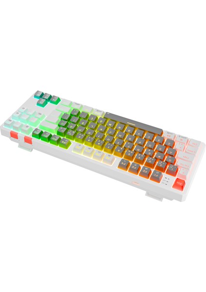 YORU TKL PRO Gri/Beyaz 2.4ghz+BT5.0+Type-C 5 Bağlantı OUTEMU Red Swich Q Kablosuz RGB Mekanik Oyuncu Klavyesi