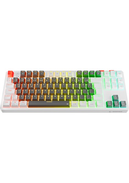 YORU TKL PRO Gri/Beyaz 2.4ghz+BT5.0+Type-C 5 Bağlantı OUTEMU Red Swich Q Kablosuz RGB Mekanik Oyuncu Klavyesi