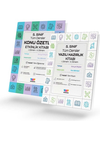 5. Sınıf Tüm Dersler Konu Özetli Yazılı Hazırlık Seti 1 ve 2. Dönem fiyatları