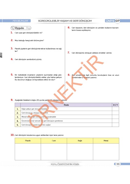 5. Sınıf Tüm Dersler Konu Özetli Yazılı Hazırlık Seti 1 ve 2. Dönem