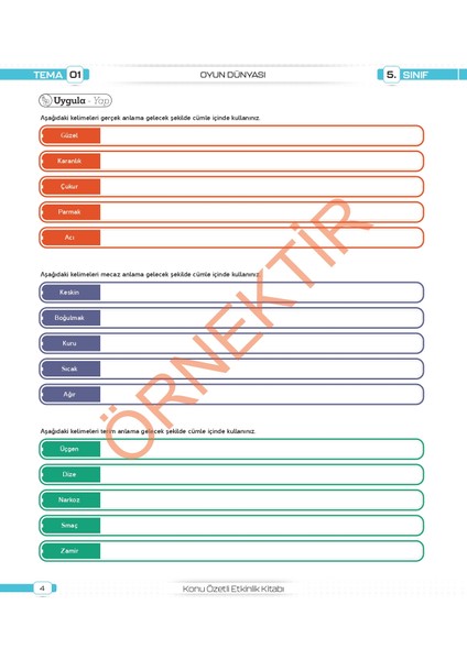 5. Sınıf Tüm Dersler Konu Özetli Yazılı Hazırlık Seti 1 ve 2. Dönem